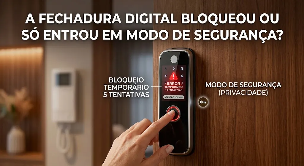 A fechadura digital bloqueou ou so entrou em modo de seguranca?