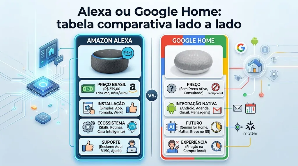 Alexa ou Google Home: tabela comparativa lado a lado