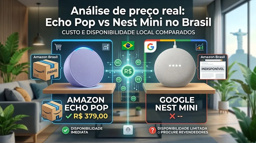 Análise de preço real: Echo Pop vs Nest Mini no Brasil