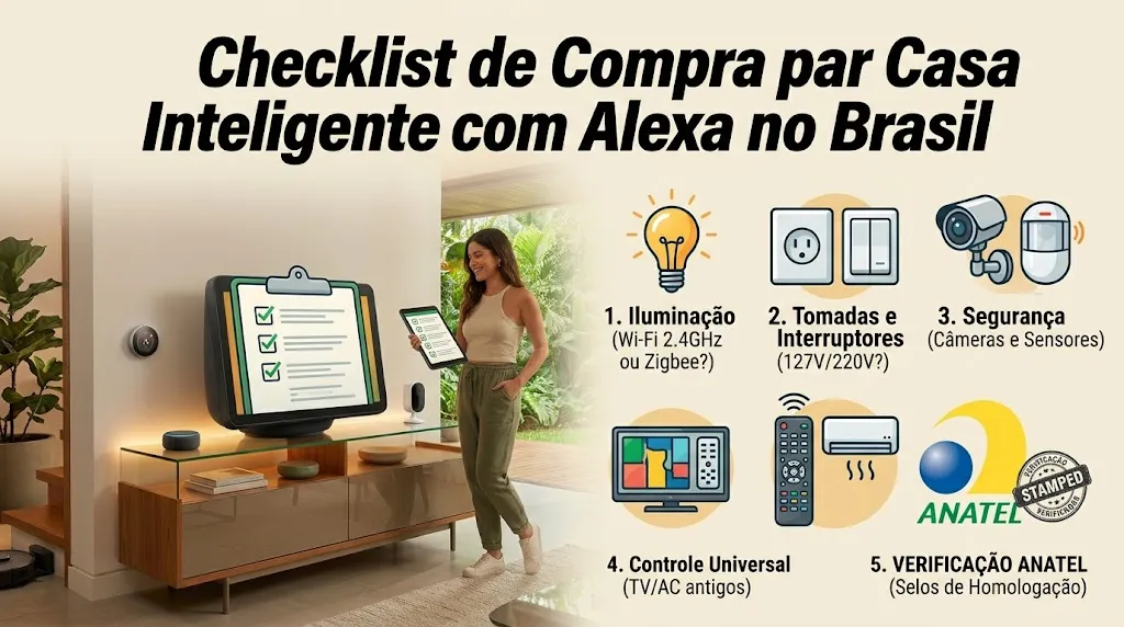 Checklist de Compra para Casa Inteligente com Alexa no Brasil