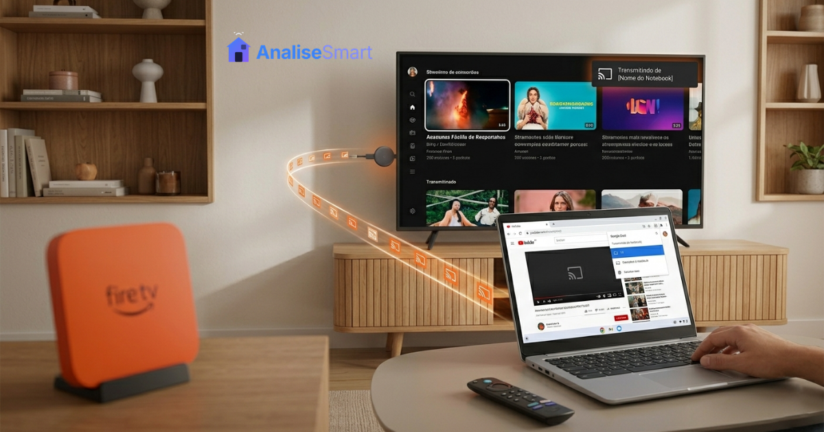 Chromecast transmitindo conteúdo do Chrome no notebook para a TV via Google Cast