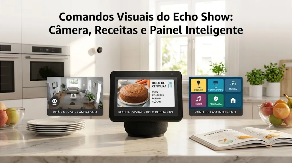 Comandos Visuais do Echo Show: Câmera, Receitas e Painel Inteligente