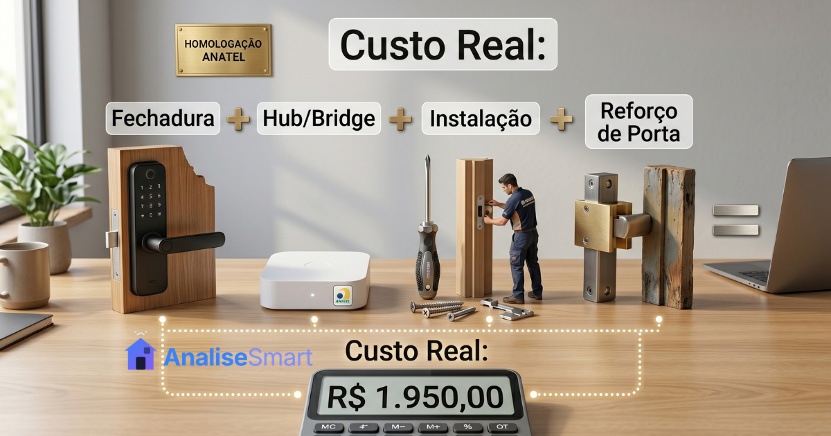 Como calcular o custo real: fechadura + hub + instalação + reforço da porta