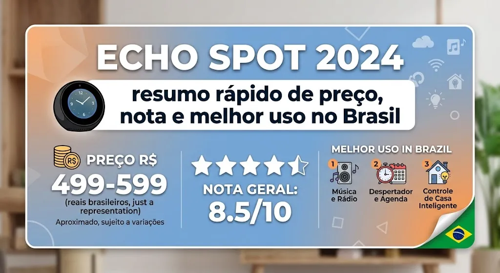 Echo Spot 2024: resumo rápido de preço, nota e melhor uso no Brasil