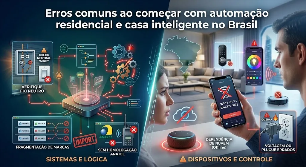 Erros comuns ao começar com automação residencial e casa inteligente no Brasil