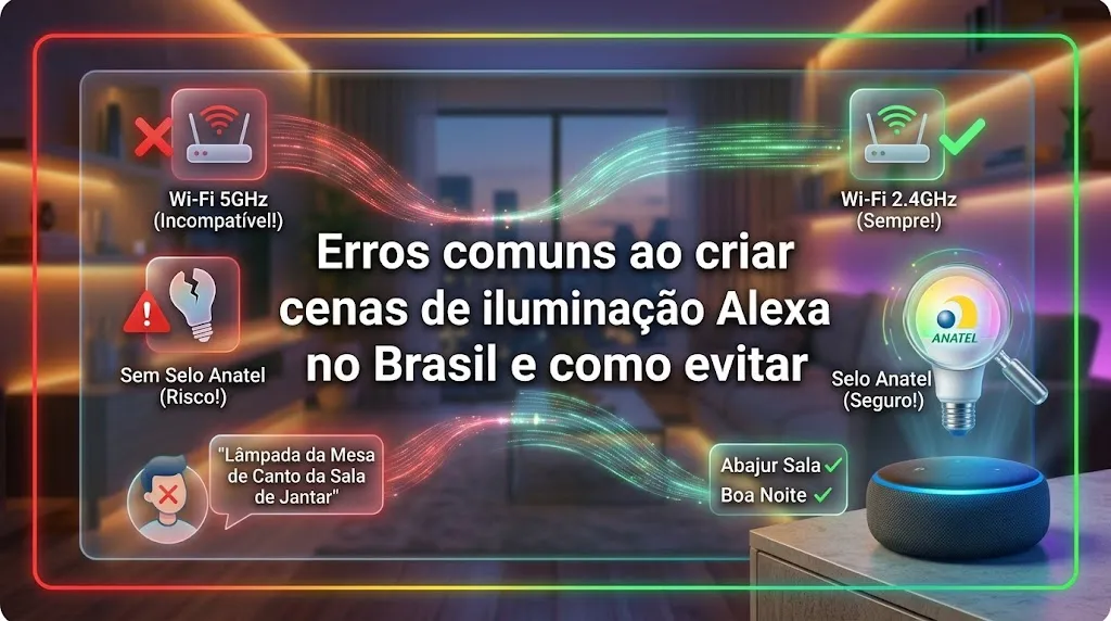 Erros comuns ao criar cenas de iluminação Alexa no Brasil e como evitar