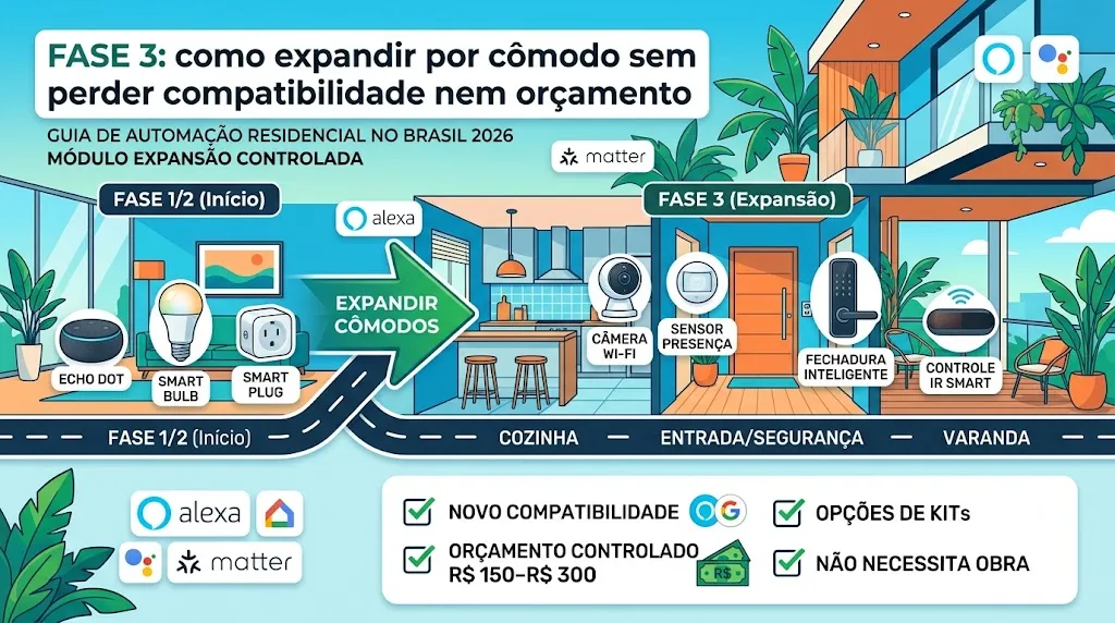 Fase 3: como expandir por cômodo sem perder compatibilidade nem orçamento