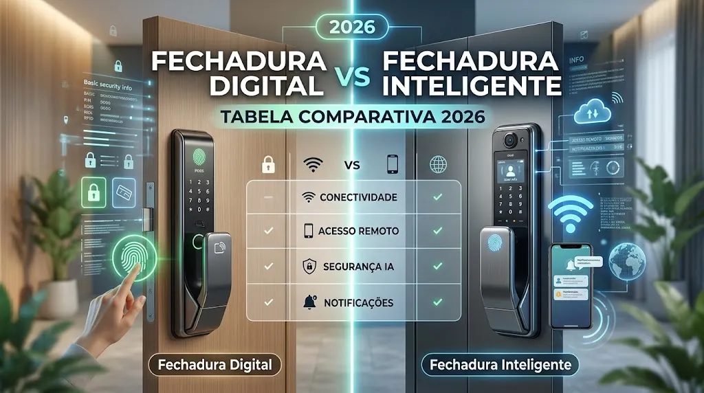 Fechadura Digital vs Fechadura Inteligente: Tabela Comparativa 2026
