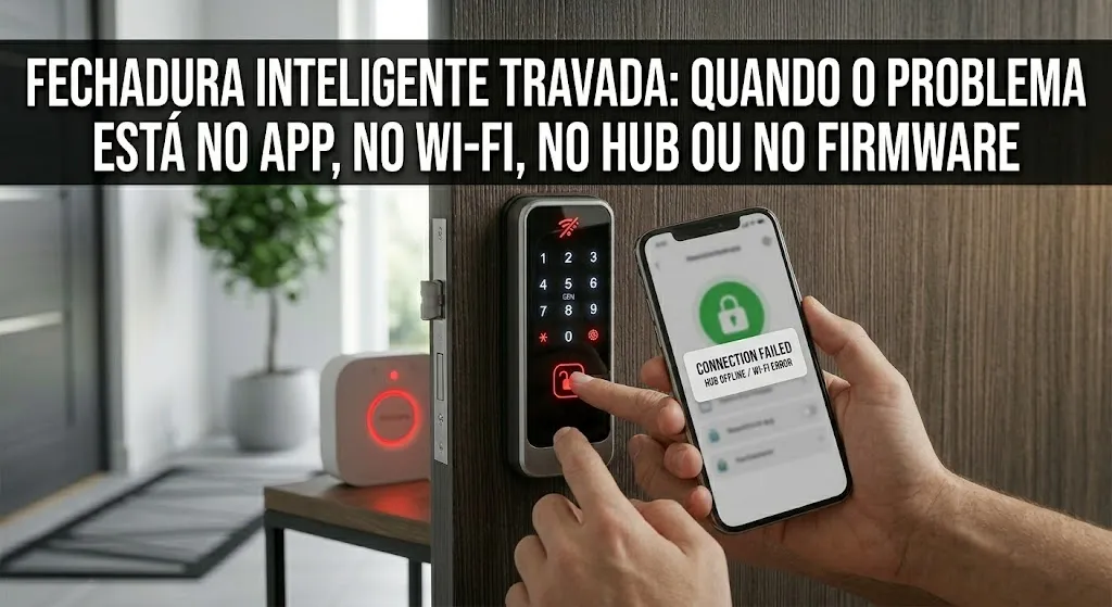Fechadura inteligente travada: quando o problema esta no app, no Wi-Fi, no hub ou no firmware