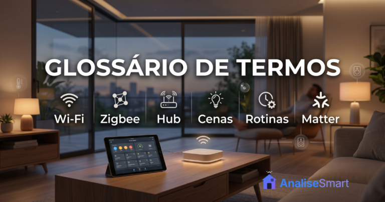 Glossário de termos: Wi-Fi, Zigbee, hub, cenas, rotinas, Matter