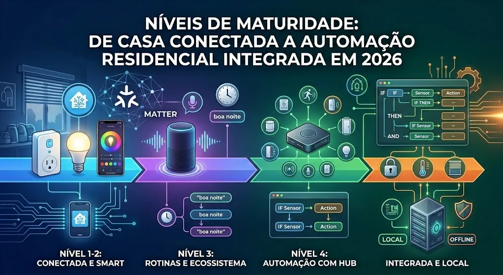 Níveis de maturidade: de casa conectada a automação residencial integrada em 2026