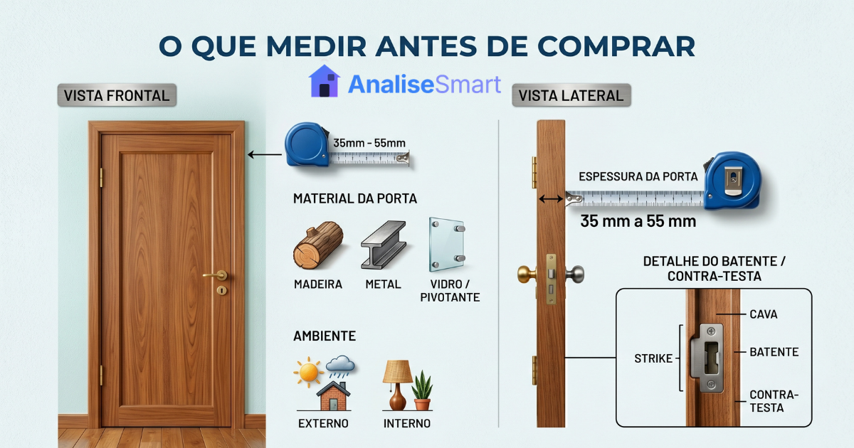 O que medir antes de comprar uma fechadura inteligente para sua porta em 2026