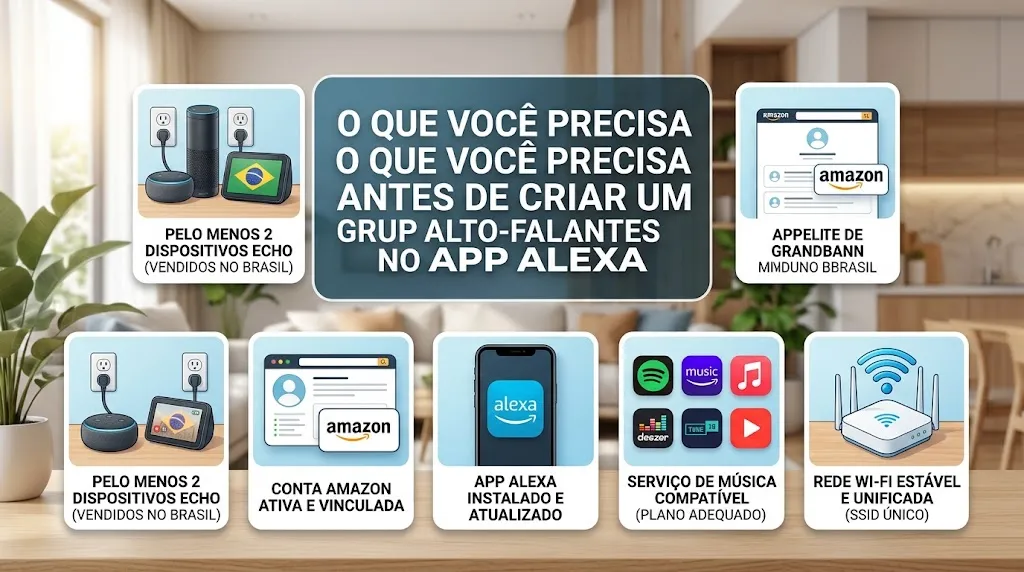 O que você precisa antes de criar um grupo de alto-falantes no app Alexa