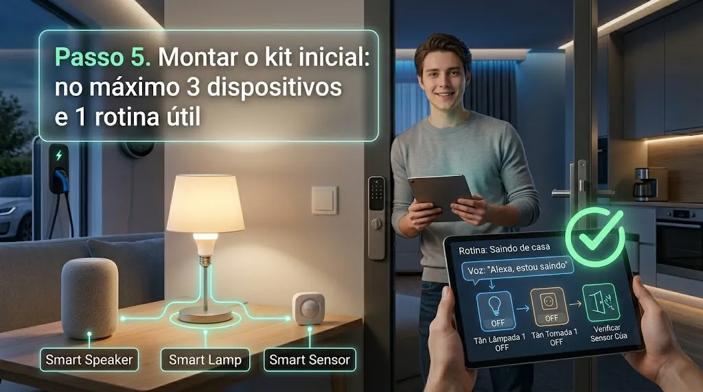Passo 5. Montar o kit inicial: no máximo 3 dispositivos e 1 rotina útil