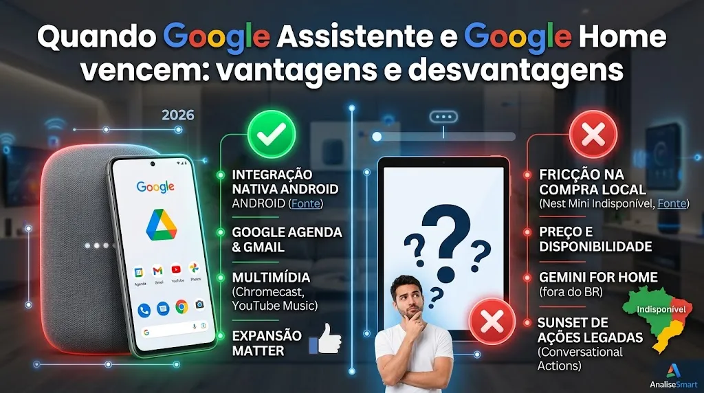 Quando Google Assistente e Google Home vencem: vantagens e desvantagens