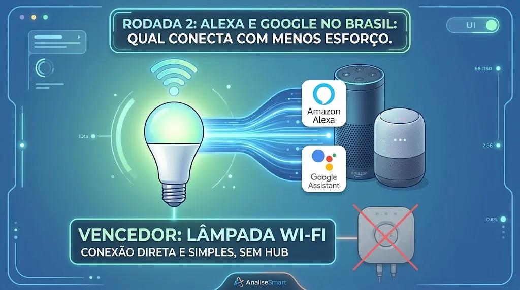 Rodada 2: Alexa e Google no Brasil: qual conecta com menos esforço. Vencedor: Wi-Fi.