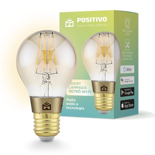 Smart Lâmpada Retrô Wi-Fi Positivo Casa Inteligente 7W, E27, 2200K, 700 lm