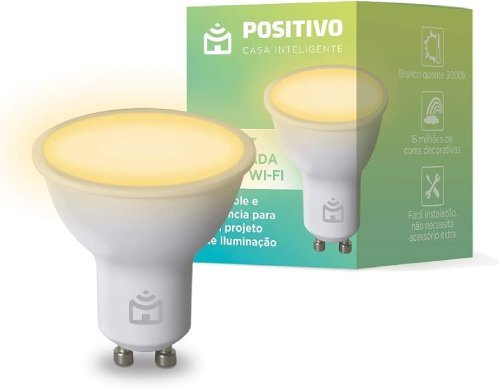 Smart Lâmpada Spot Wi-Fi Positivo Casa Inteligente GU10, 4,5W, 350 lm