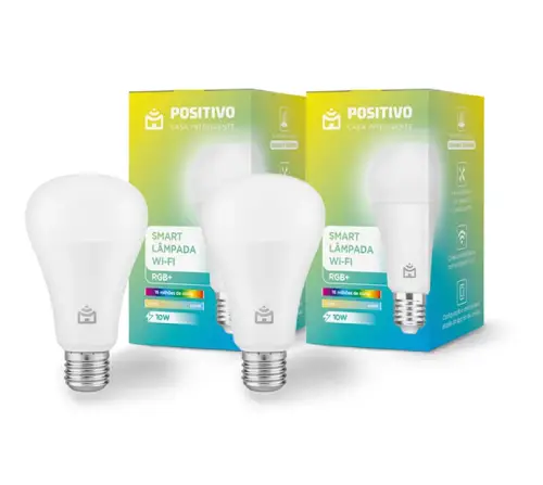 Smart Lâmpada Wi-Fi Positivo Casa Inteligente 9W, E27, 806 lm