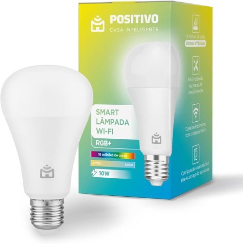Smart Lâmpada Wi-Fi RGB LED Positivo Casa Inteligente 10W, E27, 1100 lm