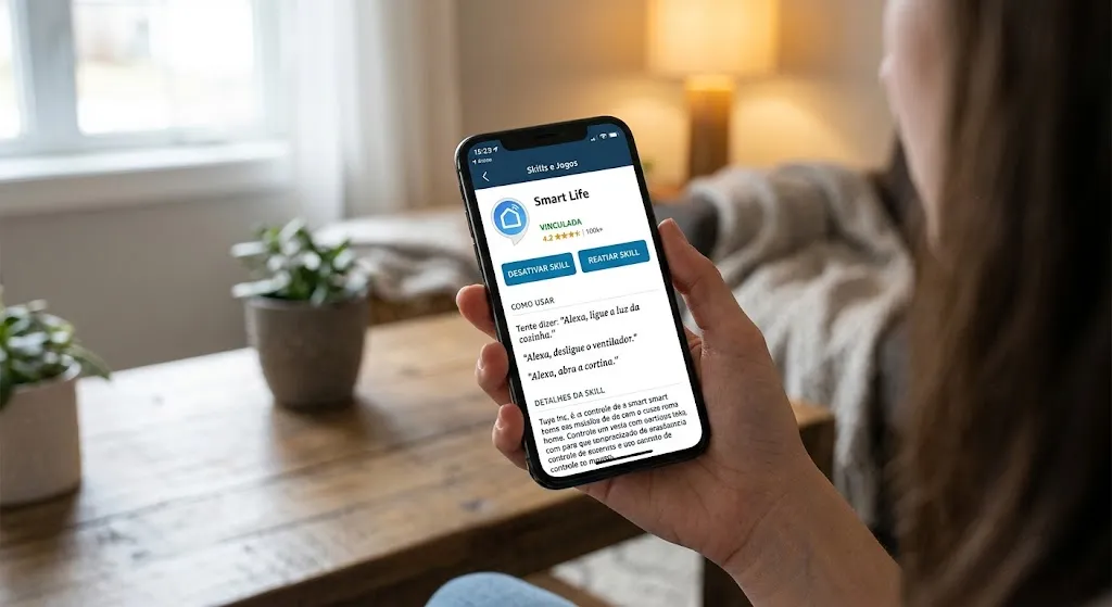 skill Smart Life vinculada no app Alexa para descoberta de dispositivos