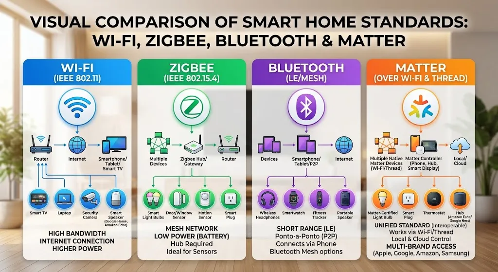 protocolos de dispositivos inteligentes compatíveis com Alexa