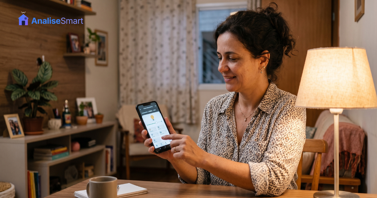 como conectar dispositivo no app Alexa usando smartphone e lâmpada inteligente