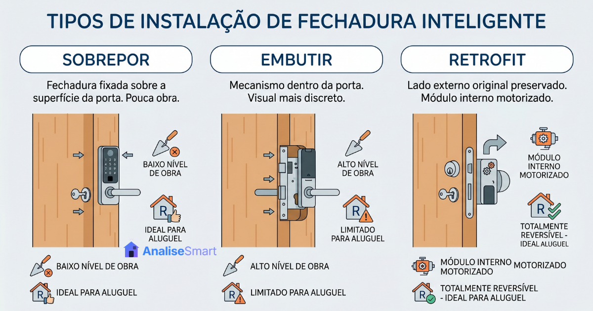 decidir entre sobrepor, embutir ou retrofit sem erro