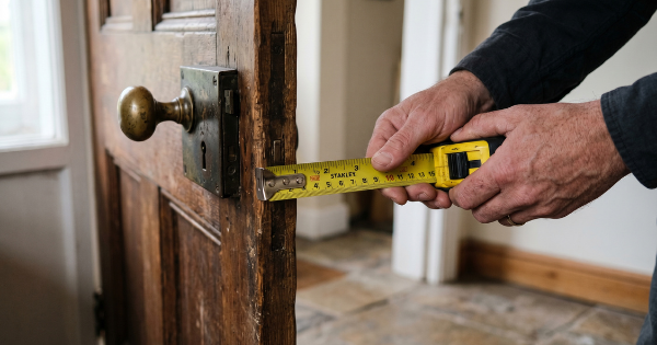 medição da espessura da porta para instalar fechadura digital
