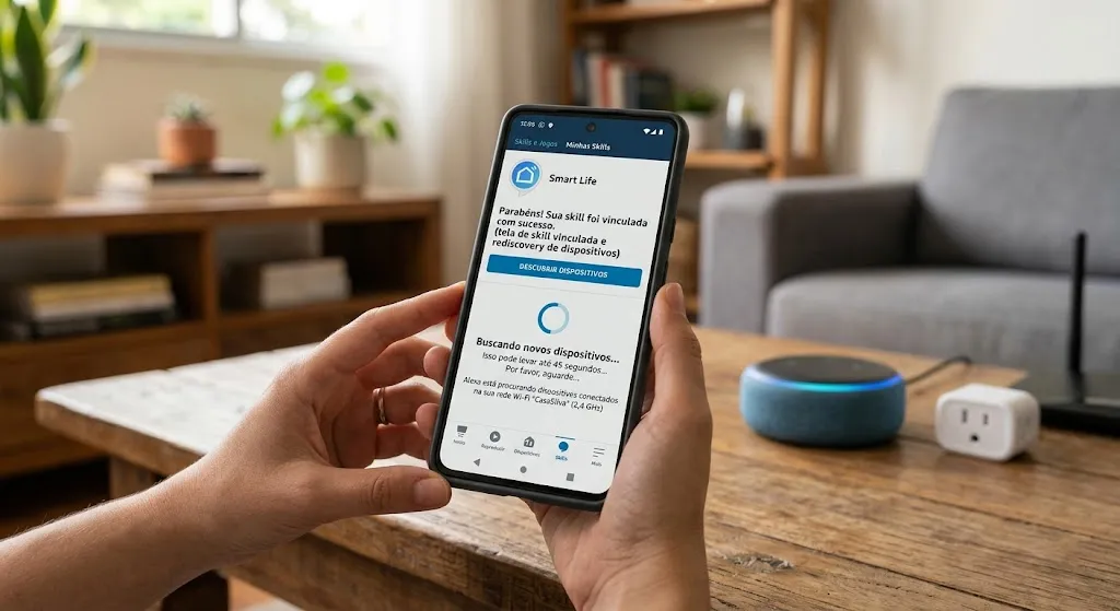 skill alexa vinculada app do fabricante rediscovery