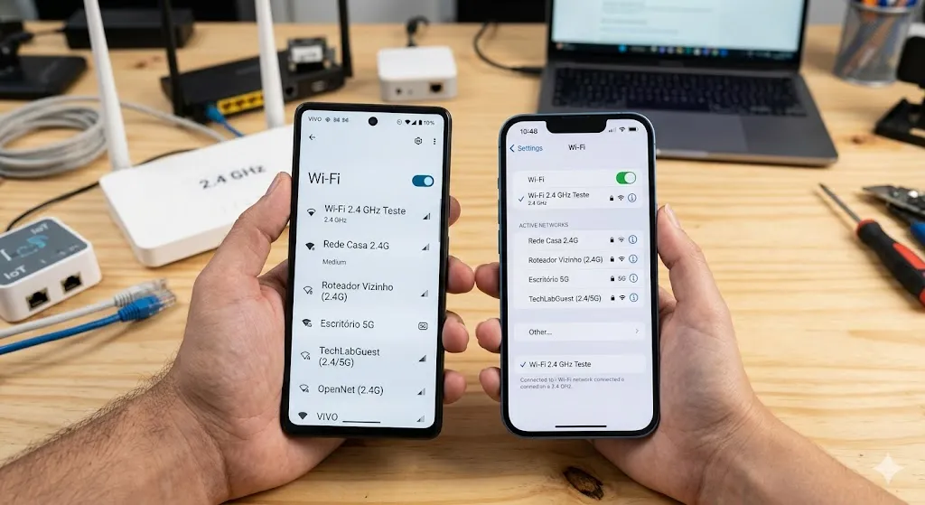 Camada 6: Testar outro celular ou notebook antes de culpar o roteador