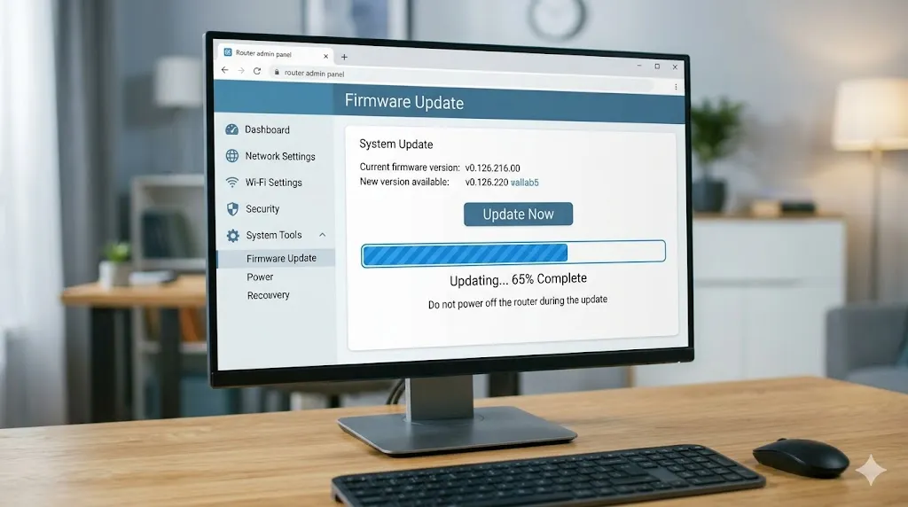 Camada 7: Atualizar firmware e reiniciar o roteador sem perder configuracoes