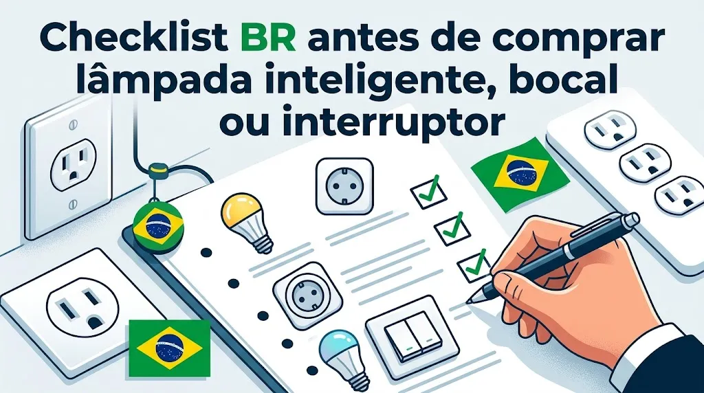 Checklist BR antes de comprar lâmpada inteligente, bocal ou interruptor