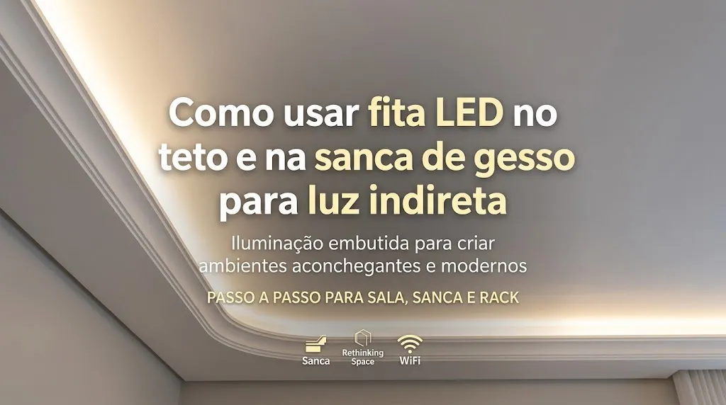 Como usar fita LED no teto e na sanca de gesso para luz indireta