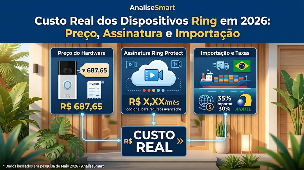 Custo Real dos Dispositivos Ring em 2026: Preço, Assinatura e Importação