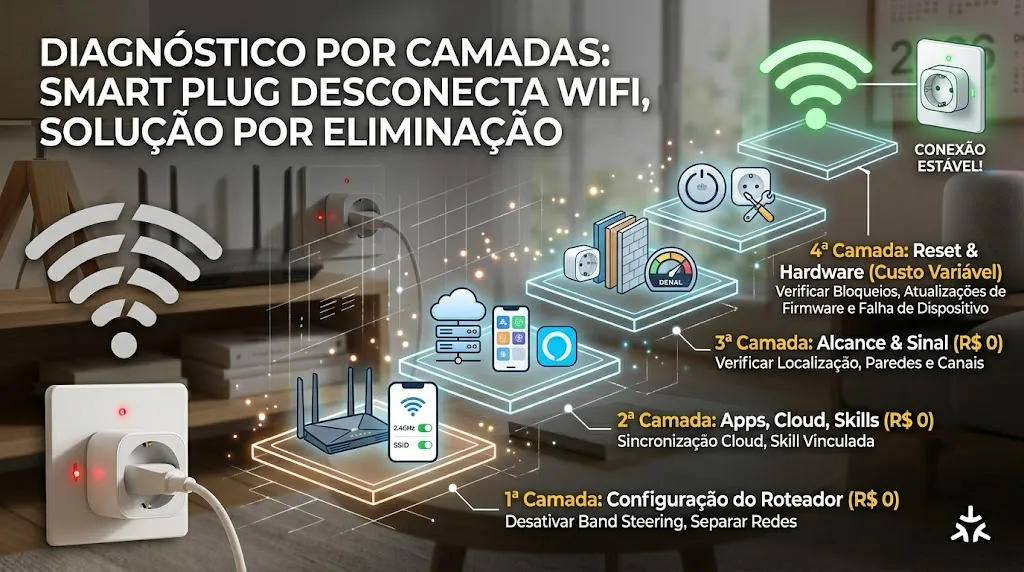 Diagnóstico por Camadas: Smart Plug Desconecta WiFi, Solução por Eliminação