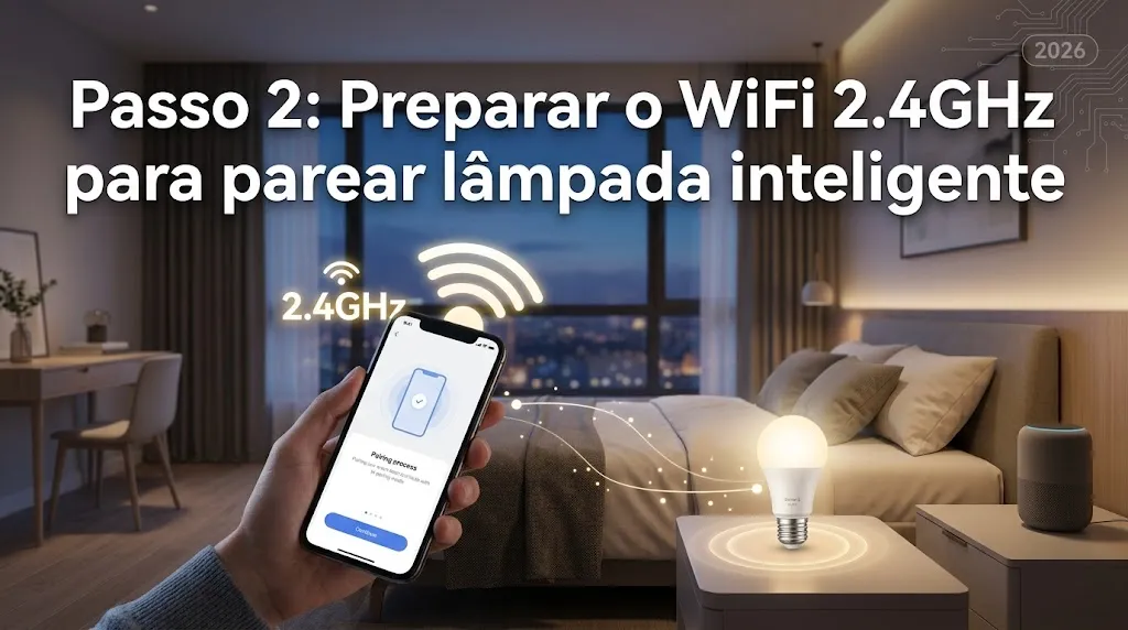 Passo 2: Preparar o WiFi 2.4GHz para parear lâmpada inteligente