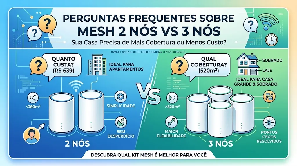 Perguntas Frequentes sobre Mesh 2 Nós vs 3 Nós
