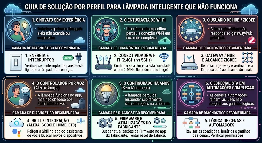 Perguntas frequentes sobre lâmpada inteligente que não funciona