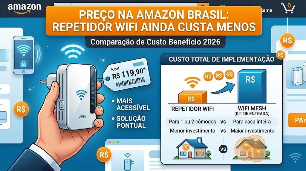 Preço na Amazon Brasil: Repetidor WiFi Ainda Custa Menos