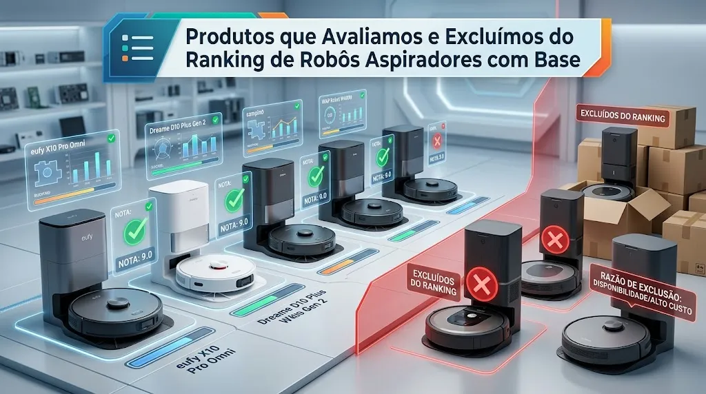 Produtos que Avaliamos e Excluímos do Ranking de Robôs Aspiradores com Base