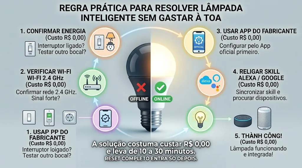 Regra prática para resolver lâmpada inteligente sem gastar à toa