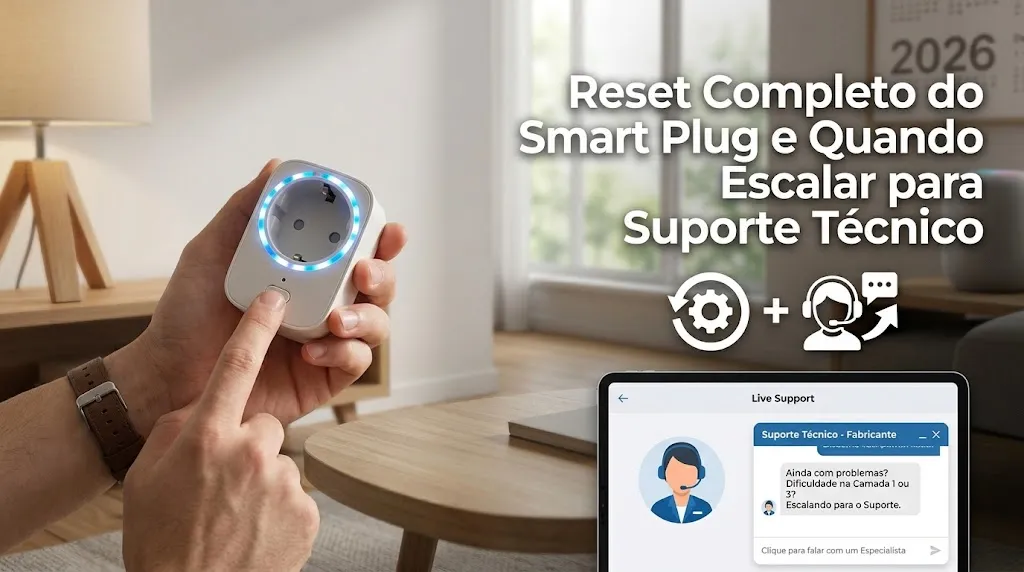 Reset Completo do Smart Plug e Quando Escalar para Suporte Técnico
