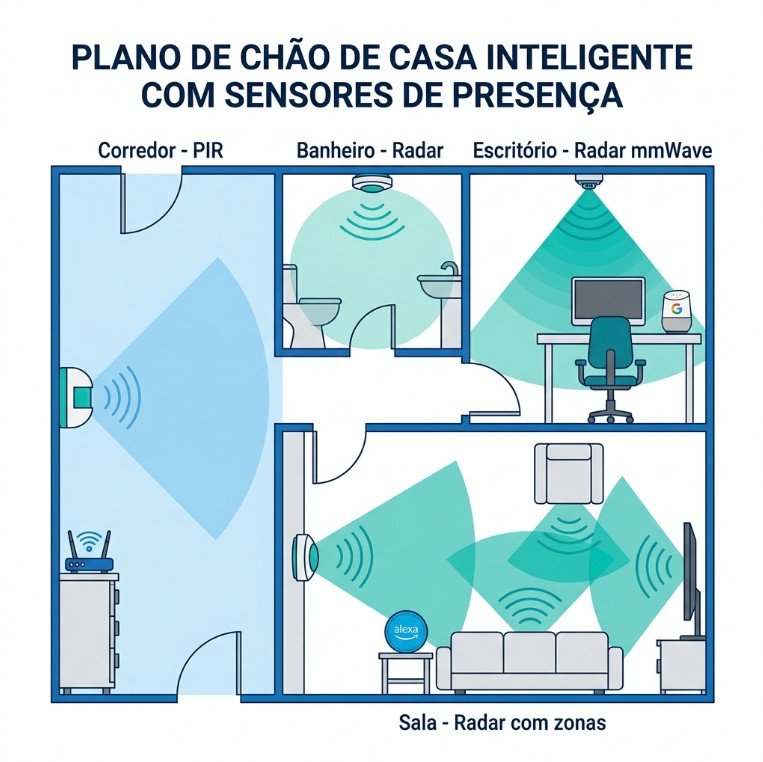 Sensor de presença para automação residencial com Alexa e Google Home
