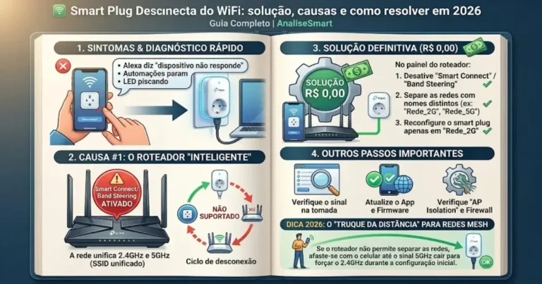 Smart Plug Desconecta do WiFi: solução, causas e como resolver em 2026