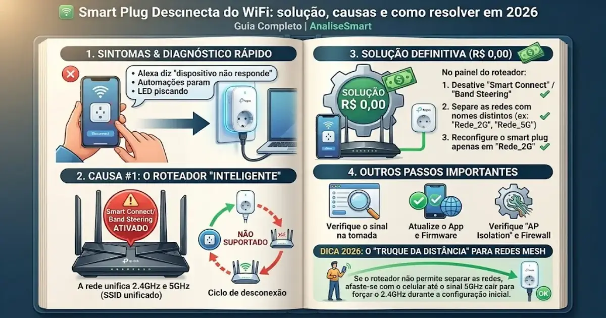 Smart Plug Desconecta do WiFi: solução, causas e como resolver em 2026