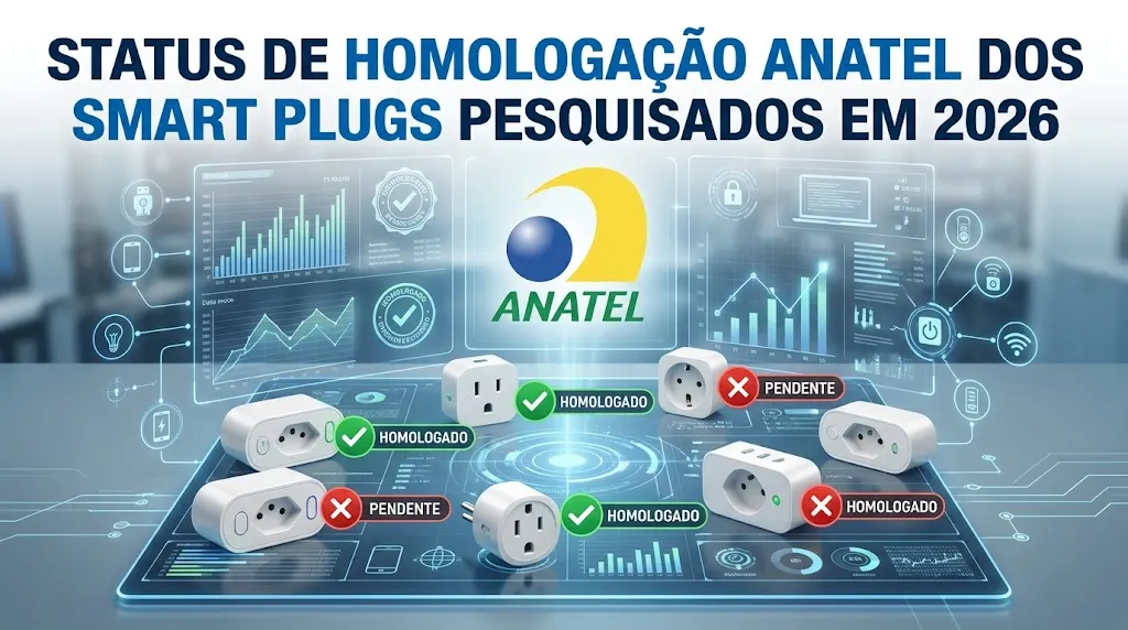 Status de homologação Anatel dos smart plugs pesquisados em 2026