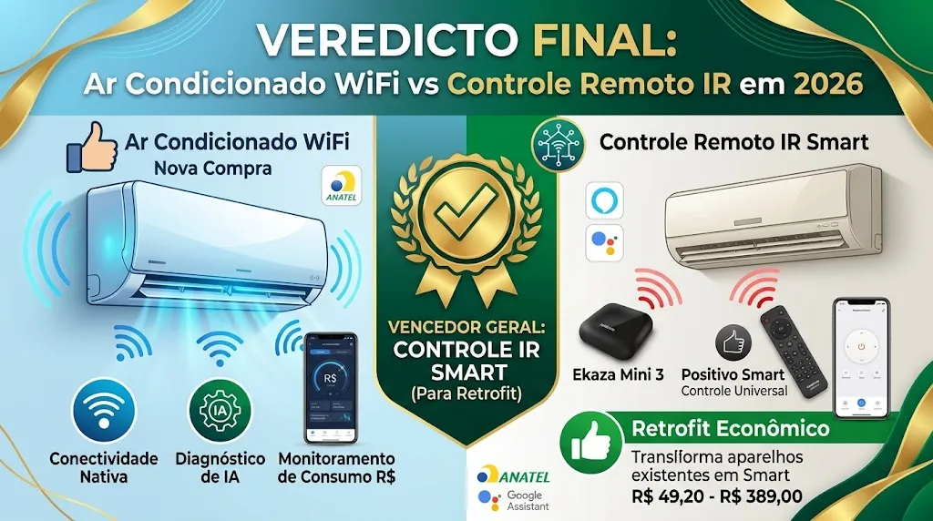 Veredicto Final: Ar Condicionado WiFi vs Controle Remoto IR em 2026