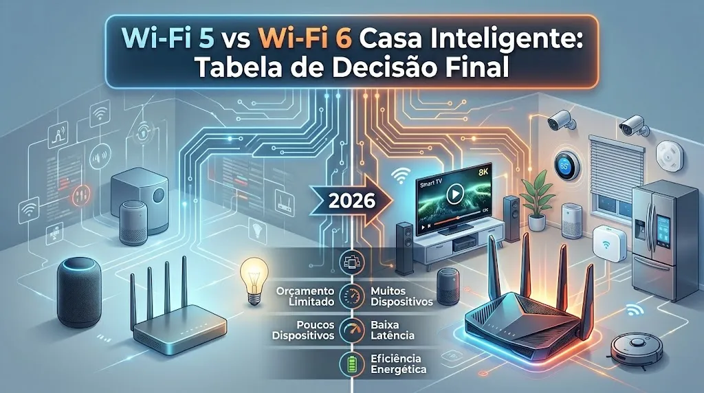 Wi-Fi 5 vs Wi-Fi 6 Casa Inteligente: Tabela de Decisão Final