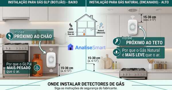 onde instalar detector de gás GLP e gás natural